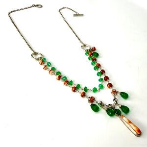 Apatite Emerald Spiny Oyster Gemstone Necklace, Unique Jewelry